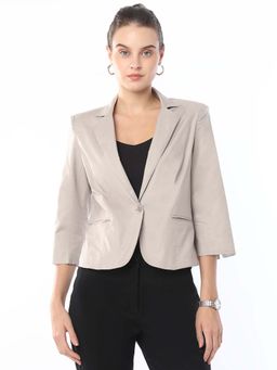 Gazillion - Women Beige Faith Cotton Blazer