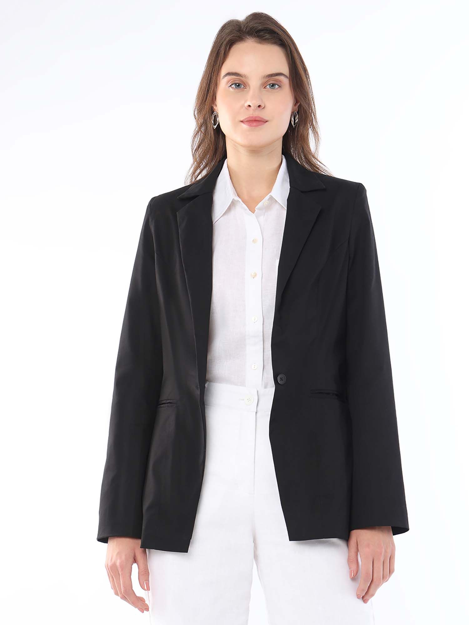 gazillion Women Black Fiona Classic Cotton Blazer-picture-17