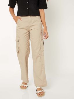 max - Women Beige Solid Cargo