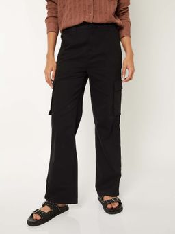 max - Women Black Solid Cargo