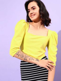STREET 9 - Women Yellow CORSET Crop TOP