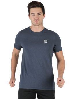 Rock.it - Men Navy Round Neck Regular Fit Half Sleeve T-shirt