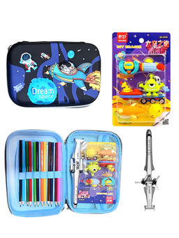 Little Surprise Box - Black Astronaut Space Themed Stationery Pouch Set with All Essentials