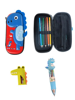 Little Surprise Box - Red Googly Eyes Dinosaur Theme Stationery Pouch Set with All Essentials