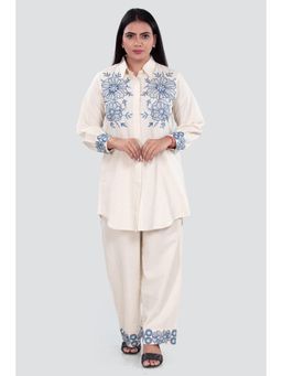 Cotton Culture - Off White Floral Shirt and Palazzo (Set of 2)
