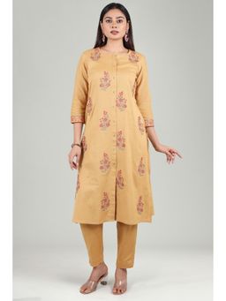 Cotton Culture - Yellow Floral Kurta and Pant (Set of 2)