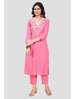 Cotton Culture - Pink Floral Kurta and Pant (Set of 2)
