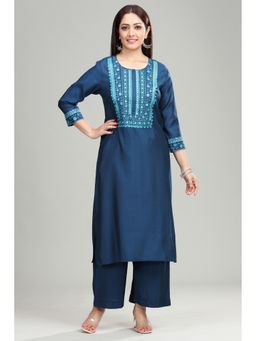 Cotton Culture - Blue Floral Kurta and Palazzo (Set of 2)