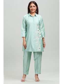 Cotton Culture - Green Floral Kurta and Pant (Set of 2)