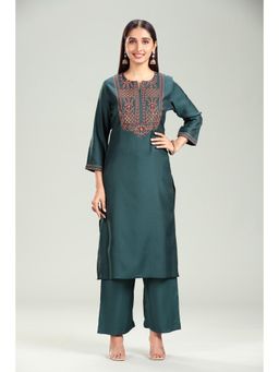 Cotton Culture - Green Floral Kurta and Palazzo (Set of 2)