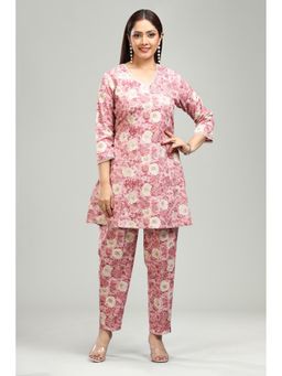 Cotton Culture - Peach Floral Kurta and Pant (Set of 2)