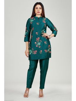 Cotton Culture - Teal Floral Kurta and Pant (Set of 2)