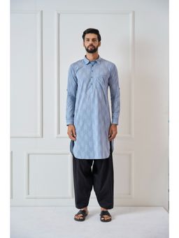 See Designs - Men Light Grey Regular Pure Cotton Pathani Kurta