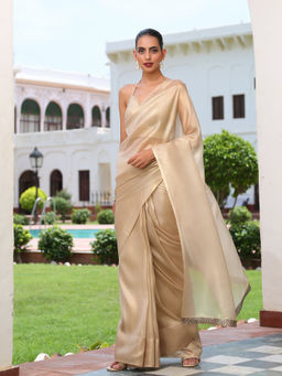 Swtantra - Gold Extravaganza Saree with Lace Without Blouse