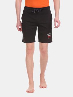 U.S. POLO ASSN. - Men Black I670 Comfort Fit Solid Cotton Polyester Shorts