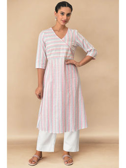 Aurelia - White Pure Cotton Angrakha Kurta and Palazzo Set (Set of 2)