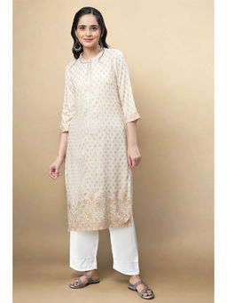Aurelia - White Embroidered Woven Design Kurta and Palazzo Set (Set of 2)