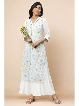 Aurelia - White Cotton Straight Kurta and Palazzo Set (Set of 2)