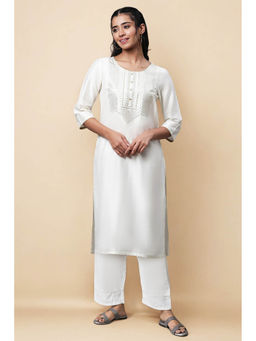 Aurelia - White Zari Embroidered Kurta and Palazzo Set (Set of 2)