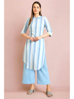 Aurelia - Blue Striped Straight Kurta and Palazzo Set (Set of 2)