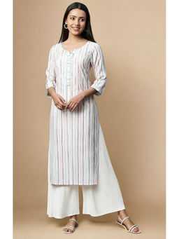 Aurelia - White Striped Kurta and Palazzo Set (Set of 2)