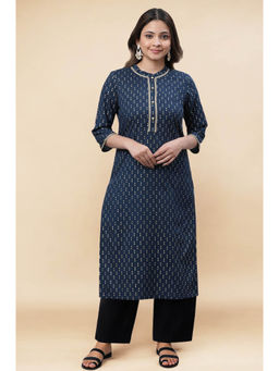 Aurelia - Blue Pure Cotton Straight Kurta and Palazzo Set (Set of 2)