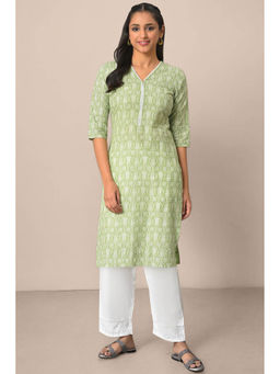 Aurelia - Green Pure Cotton Printed Kurta and Palazzo Set (Set of 2)