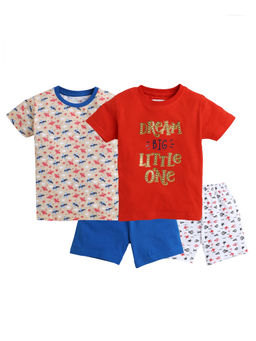 Bumzee - Red & Blue Boys T-shirt & Short (Set of 4)