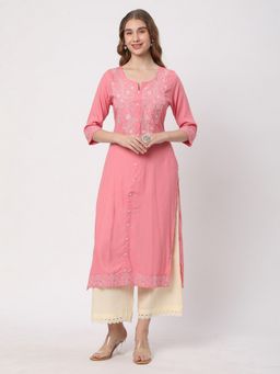 R&B - Pink Embroidered Regular Kurta