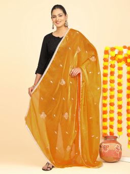 Hella Fashions - Mustard Embroidery Dupatta