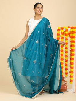 Hella Fashions - Teal Embroidery Dupatta