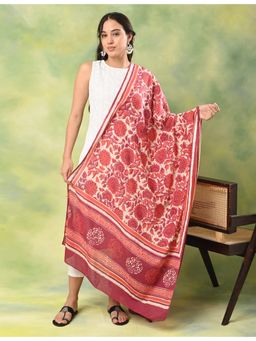 Ushvii - Maroon Hand Block Print Dupatta