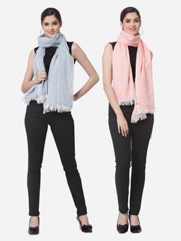 ARRABI - Multi Solid Handwoven Cotton Stoles (Pack of 2)
