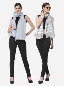 ARRABI - Multi Solid Handwoven Cotton Stoles (Pack of 2)