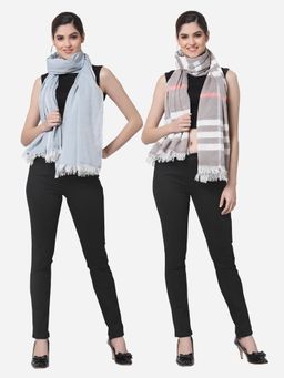 ARRABI - Multi Solid Handwoven Cotton Stoles (Pack of 2)