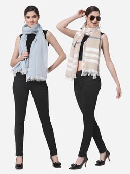 ARRABI - Multi Solid Handwoven Cotton Stoles (Pack of 2)