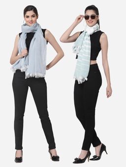 ARRABI - Multi Solid Handwoven Cotton Stoles (Pack of 2)