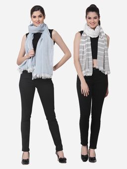 ARRABI - Multi Solid Handwoven Cotton Stoles (Pack of 2)
