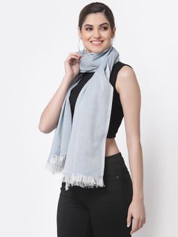 ARRABI - Blue Solid Handwoven Cotton Full Size Stole