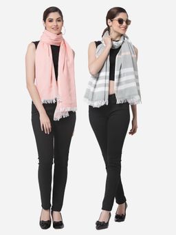 ARRABI - Multi Solid Handwoven Cotton Stoles (Pack of 2)