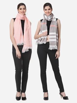 ARRABI - Multi Solid Handwoven Cotton Stoles (Pack of 2)