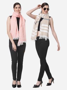 ARRABI - Multi Solid Handwoven Cotton Stoles (Pack of 2)