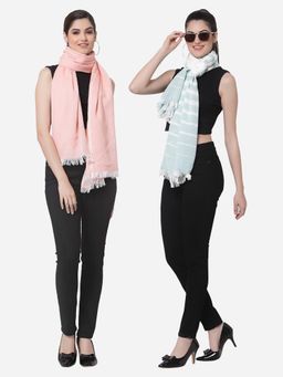 ARRABI - Multi Solid Handwoven Cotton Stoles (Pack of 2)