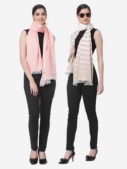 ARRABI - Multi Solid Handwoven Cotton Stoles (Pack of 2)