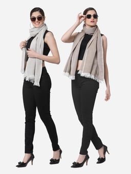 ARRABI - Multi Solid Handwoven Cotton Stoles (Pack of 2)