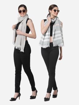 ARRABI - Multi Solid Handwoven Cotton Stoles (Pack of 2)