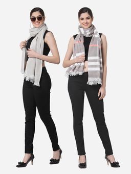 ARRABI - Multi Solid Handwoven Cotton Stoles (Pack of 2)