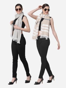 ARRABI - Multi Solid Handwoven Cotton Stoles (Pack of 2)