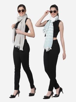 ARRABI - Multi Solid Handwoven Cotton Stoles (Pack of 2)