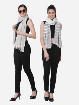 ARRABI - Multi Solid Handwoven Cotton Stoles (Pack of 2)